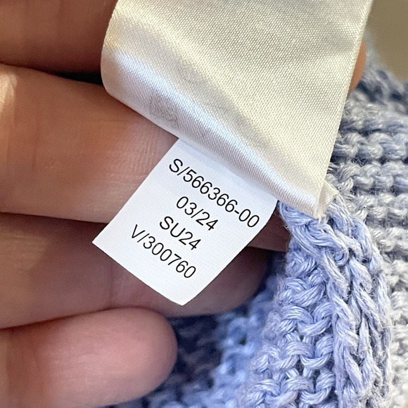 BANANA REPUBLIC Linen Sailor Sweater Light Blue Foldover Collar Oversize XS/S - Picture 8 of 8